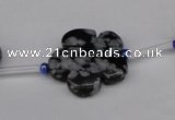 CFG1007 15.5 inches 20mm carved flower snowflake obsidian beads