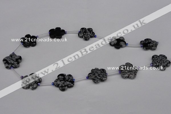 CFG1007 15.5 inches 20mm carved flower snowflake obsidian beads