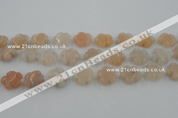 CFG1020 15.5 inches 16mm carved flower pink aventurine beads
