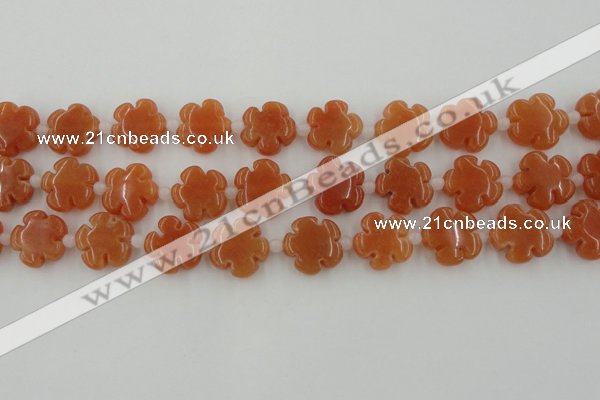 CFG1021 15.5 inches 16mm carved flower red aventurine beads