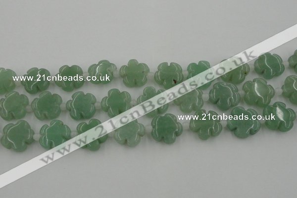 CFG1022 15.5 inches 16mm carved flower green aventurine beads