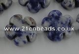 CFG1024 15.5 inches 16mm carved flower sodalite gemstone beads