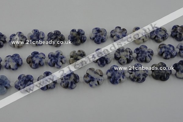 CFG1024 15.5 inches 16mm carved flower sodalite gemstone beads