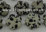 CFG1026 15.5 inches 16mm carved flower dalmatian jasper beads