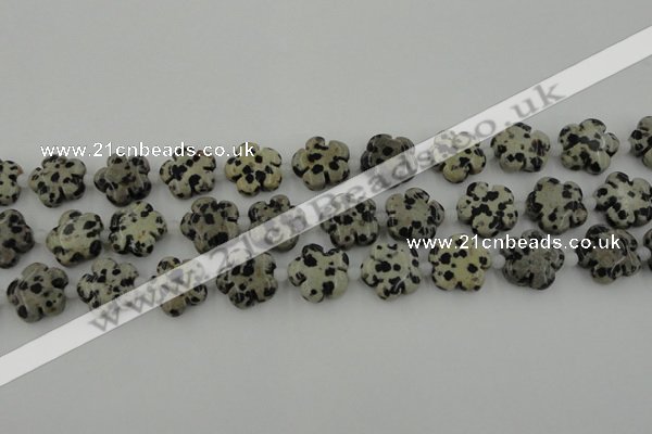 CFG1026 15.5 inches 16mm carved flower dalmatian jasper beads