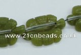 CFG11 15.5 inches 20*28mm carved leaf Korean jade beads