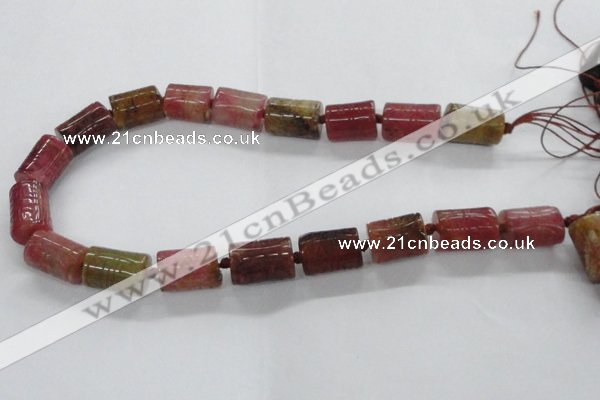 CFG1100 15.5 inches 15*20mm carved tube agate gemstone beads