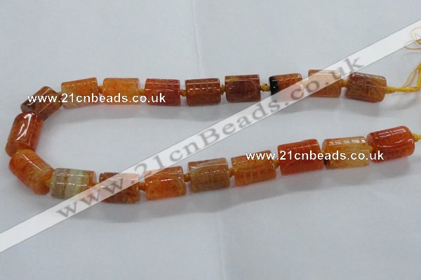 CFG1101 15.5 inches 15*20mm carved tube agate gemstone beads