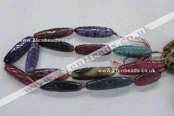 CFG1116 15.5 inches 13*50mm - 13*65mm carved rice agate beads