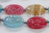 CFG1128 15.5 inches 18*25mm carved oval agate gemstone beads