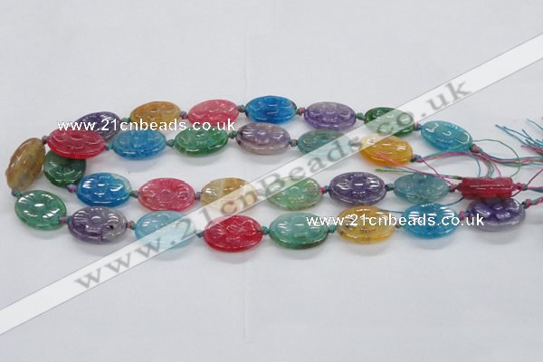 CFG1128 15.5 inches 18*25mm carved oval agate gemstone beads