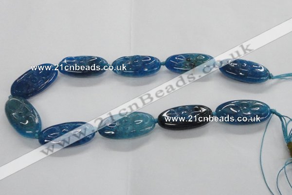 CFG1138 15.5 inches 20*40mm carved oval agate gemstone beads