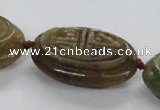 CFG1141 15.5 inches 25*40mm carved oval flower jade beads