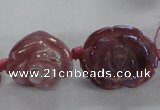 CFG1165 15.5 inches 25mm carved flower plated agate gemstone beads