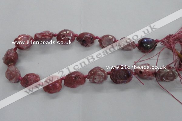CFG1165 15.5 inches 25mm carved flower plated agate gemstone beads