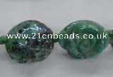 CFG1166 15.5 inches 25mm carved flower plated agate gemstone beads