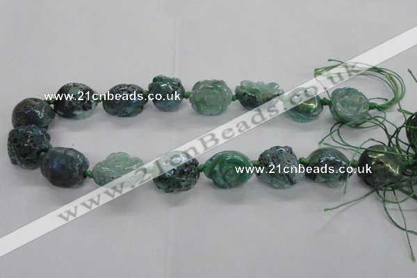 CFG1166 15.5 inches 25mm carved flower plated agate gemstone beads