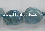 CFG1167 15.5 inches 25mm carved flower plated agate gemstone beads