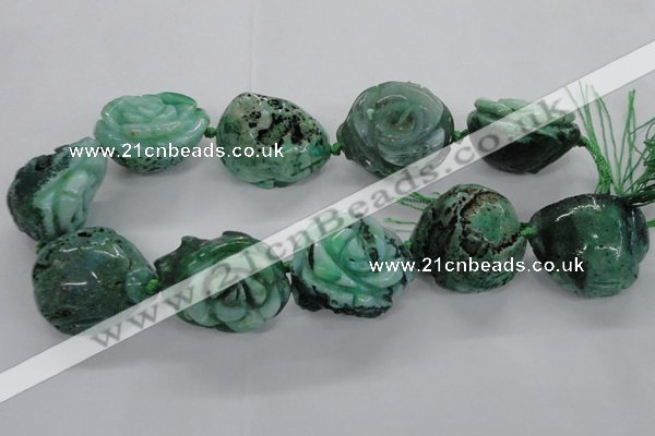 CFG1172 15.5 inches 35mm carved flower plated agate gemstone beads