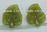 CFG12 15.5 inches 20*24mm carved leaf Korean jade beads