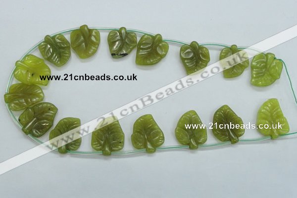 CFG12 15.5 inches 20*24mm carved leaf Korean jade beads