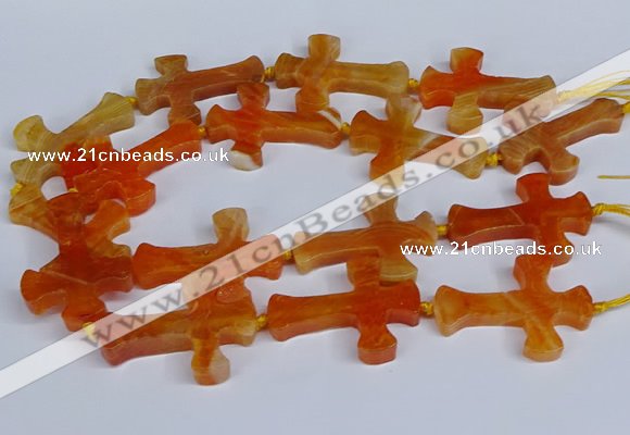 CFG1231 15.5 inches 32*45mm - 35*48mm cross dragon veins agate beads