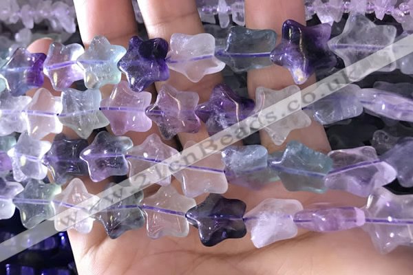 CFG1301 15.5 inches 15mm carved star fluorite gemstone beads