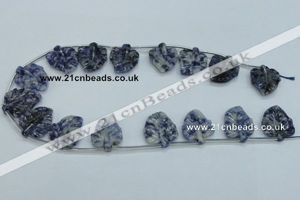 CFG15 15.5 inches 20*26mm carved leaf sodalite gemstone beads