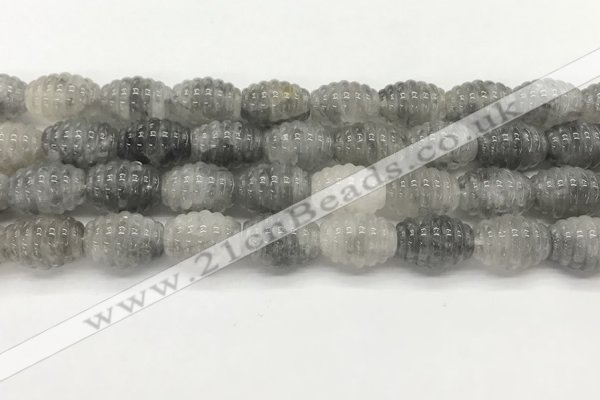 CFG1502 15.5 inches 15*20mm carved rice cloudy quartz beads
