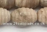 CFG1506 15.5 inches 15*20mm carved rice moonstone beads