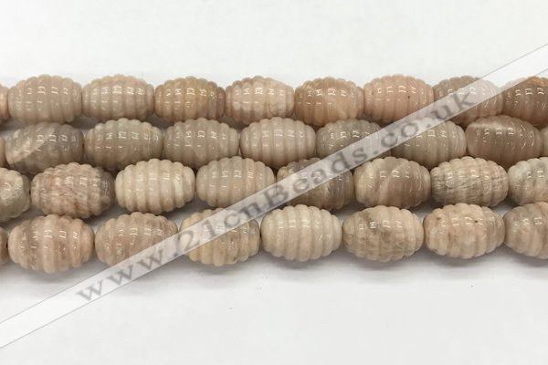 CFG1506 15.5 inches 15*20mm carved rice moonstone beads