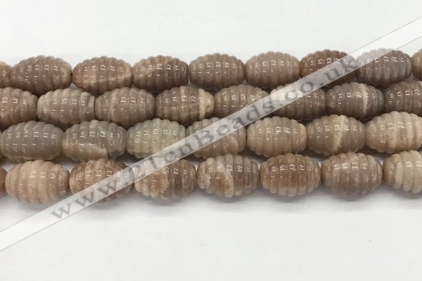 CFG1507 15.5 inches 15*20mm carved rice moonstone beads