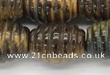 CFG1508 15.5 inches 15*20mm carved rice tiger eye beads