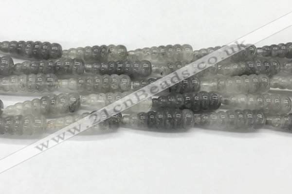 CFG1526 15.5 inches 10*35mm carved teardrop cloudy quartz beads