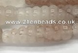 CFG1527 15.5 inches 10*35mm carved teardrop pink quartz beads