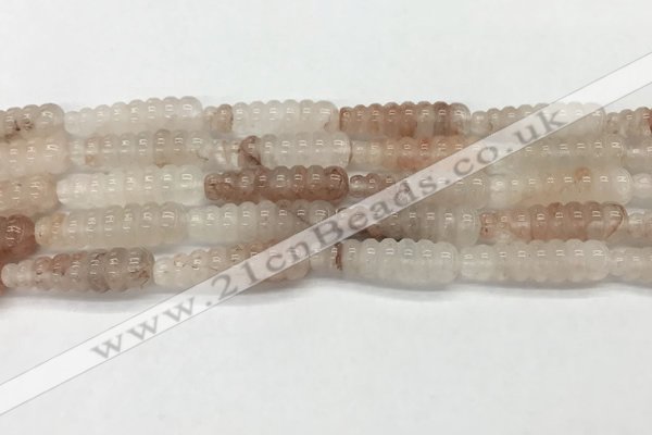 CFG1527 15.5 inches 10*35mm carved teardrop pink quartz beads