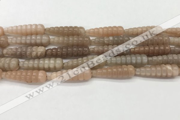 CFG1529 15.5 inches 10*35mm carved teardrop moonstone beads
