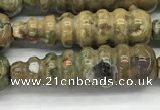 CFG1531 15.5 inches 10*35mm carved teardrop rhyolite gemstone beads