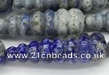 CFG1533 15.5 inches 10*35mm carved teardrop lapis lazuli beads