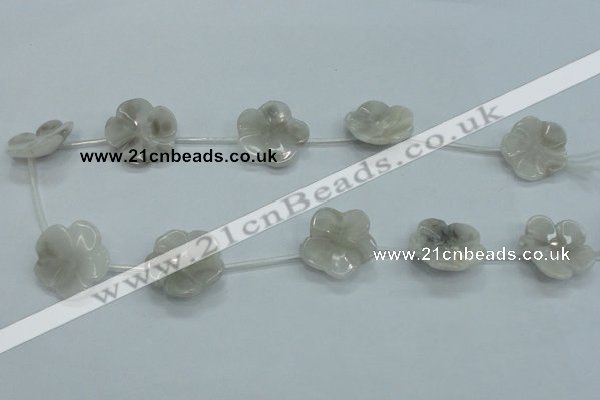 CFG16 15.5 inches 24mm carved flower natural crazy lace agate beads