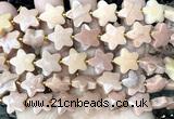 CFG1663 15 inches 14mm carved star orange jade beads