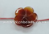 CFG19 15.5 inches 24mm carved flower natural red agate beads