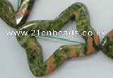 CFG202 15.5 inches 30*40mm carved flower unakite gemstone beads