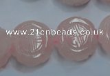 CFG205 15.5 inches 24mm carved coin rose quartz gemstone beads