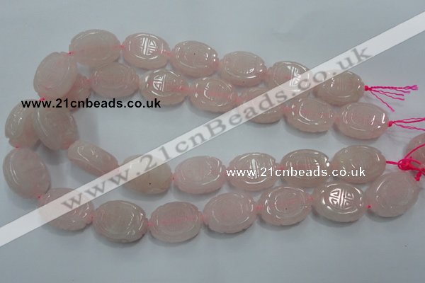 CFG206 15.5 inches 18*25mm carved oval rose quartz gemstone beads