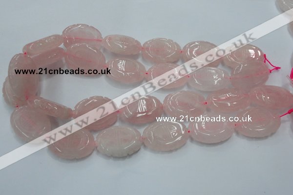 CFG207 15.5 inches 22*30mm carved oval rose quartz gemstone beads