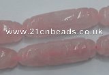 CFG208 15.5 inches 12*40mm carved rice rose quartz gemstone beads