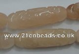 CFG209 15.5 inches 12*40mm carved rice pink aventurine jade beads