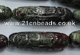 CFG210 15.5 inches 12*40mm carved rice dragon blood jasper beads