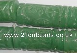 CFG213 15.5 inches 14*31mm carved column green aventurine jade beads